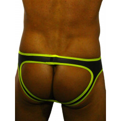 Rude Rider Neoprene Briefs Open Back Bottoms Black/Yellow (T7471)