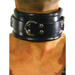 RudeRider Collar 3 D-Ring with Padding Leather Black/Black One Size (T7340)