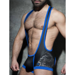 Addicted AD Camo 3D-Mesh Open Back Singlet Black/Blue (T7987)