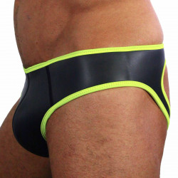 Rude Rider Neoprene Briefs Open Back Bottoms Black/Yellow (T7471)