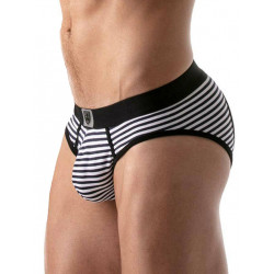ToF Paris Stripes Push-Up Jockbrief Underwear Navy/Black/White (T8191)