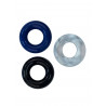 Rude Rider Mini Cock Rings Clear Black Blue (3-Ring-Set) (T6265)