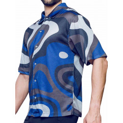 Supawear Short Sleeve Mesh Shirt Blue Combo Print (T8847)