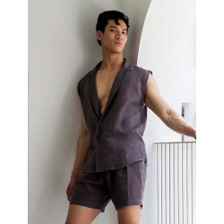 2Eros Breezy Single Button Wrap Vest Dark Gray (T9198)