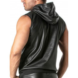 ToF Paris Kinky Zipped Pocket Sleeveless Hoodie Black (T9581)