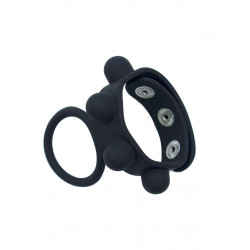 Rude Rider Cock Ring & Ball Strap Silicone Black (T6258)