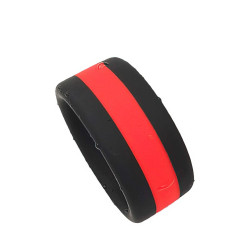 RudeRider Soft Silicone Cockring Black/Red (T9938)