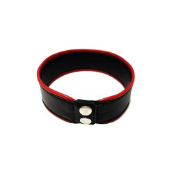 Rouge Leather Arm Band with Piping Black/Red (T11282)