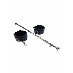 Rouge Leg Spreader Bar Adjustale (24''-38'') Black with Black Leather Cuffs (T11408)