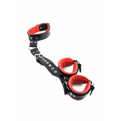 Rouge Leather Neck to Wrist Restraint Black/Red (T11427)