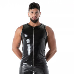 ToF Paris Zipped Latex Second Skin Tank Top Black (T14409)