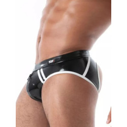 ToF Paris Latex Second Skin Bottomless Brief Underwear Black (T14413)