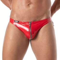 TOF Paris Vinyl Zipped Mini Brief Underwear Red (T12149)