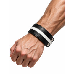 Rouge Leather Wrist Band Black/White (T11631)