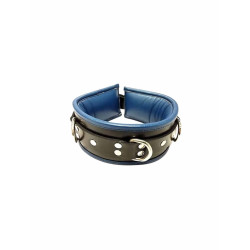 Rouge Leather 3 D-Ring Padded Collar Black/Blue (T11317)