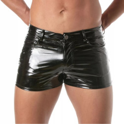 ToF Paris Vinyl 5 Pocket Mid-Thigh Shorts Black (T12150)