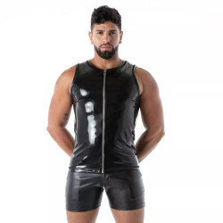 ToF Paris Zipped Latex Second Skin Tank Top Black (T14409)